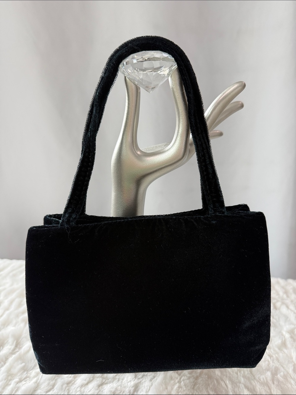 Elegant Black Velvet Handbag